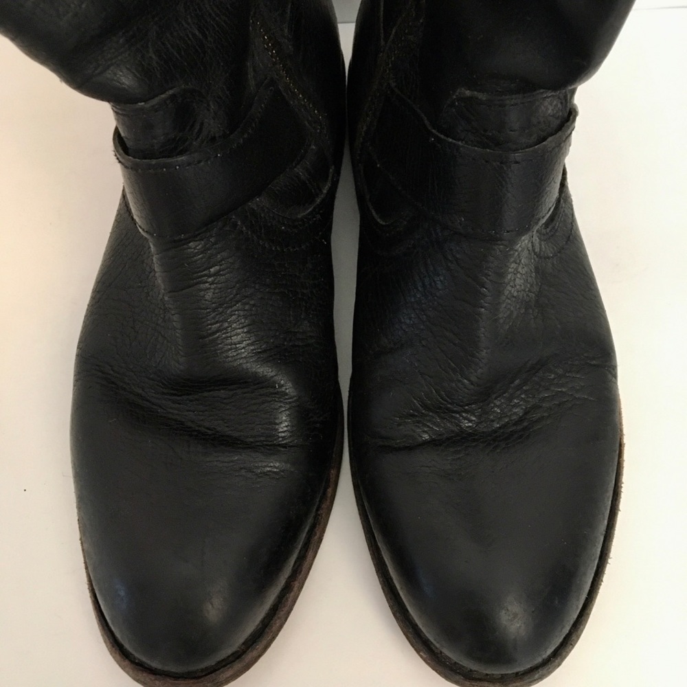 Black Leather Buckle Boots - Picture 5 of 9